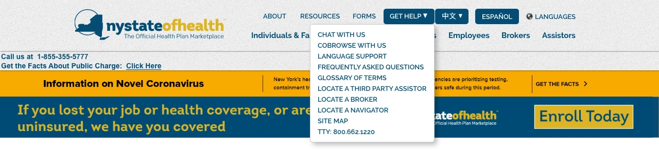 current 2022 NYSOH nav button hover behavior